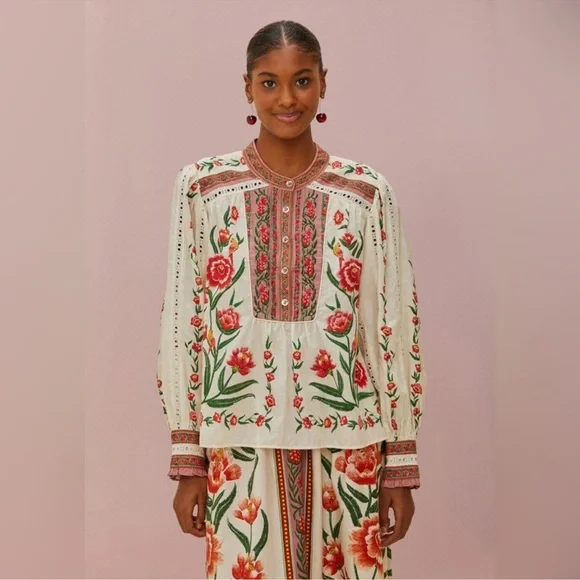 Farm Rio Off-White Ainika Delicate Blouse - Picture 1 of 9